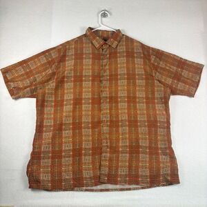 Bassiri‎ Limited Collection Mens 4XL Orange Abstract Geometric Button Up Shirt
